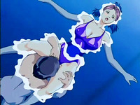 Animated guy owns playgirl in swimming pool